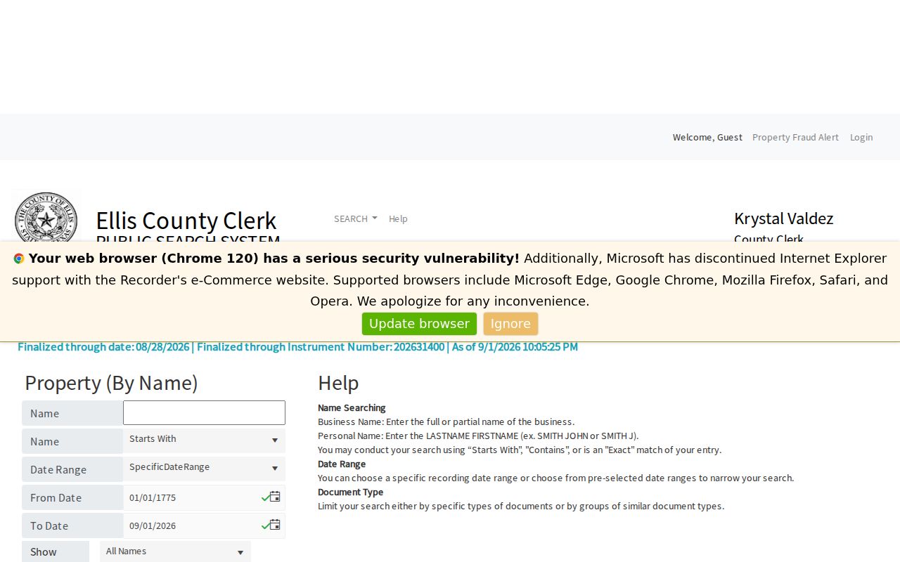 Midlothian residents directory Ellis County deed index search